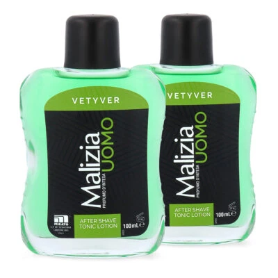 MALIZIA UOMO VETYVER After Shave Rasierwasser 2x 100ml doppelpack