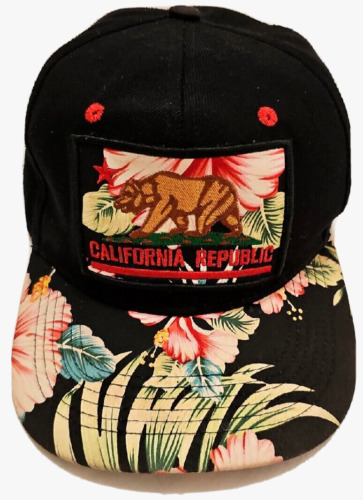 California Republic Floral Bear Embroidered Patch 