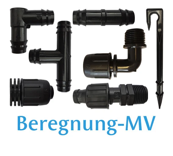 Tropfenbewässerung 16 mm T-Stück Verbinder Endstück Anschluss 1/2"AG Irritec