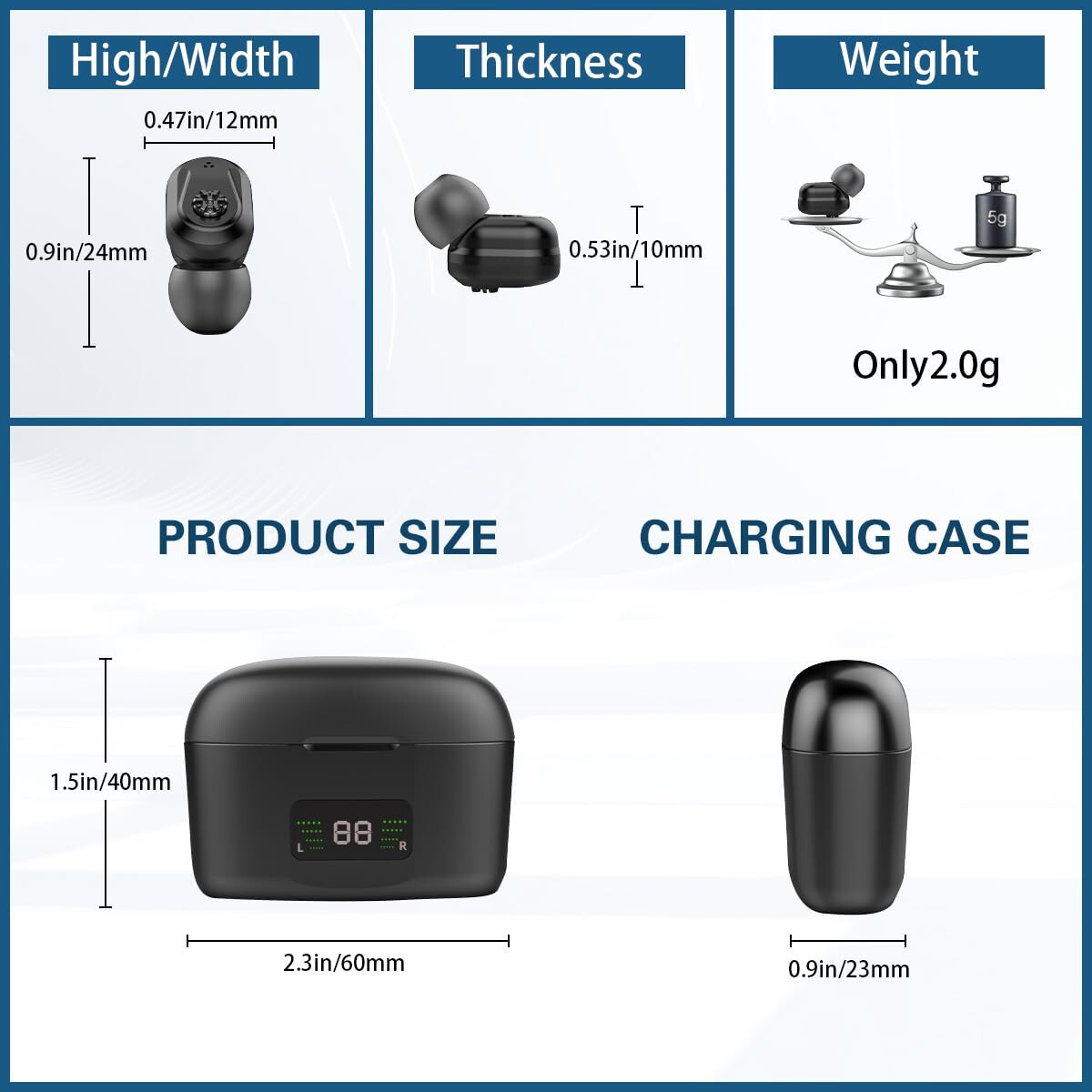 Hearing Aids, Noise Cancelling, Digital, Charging Case Like Sony and