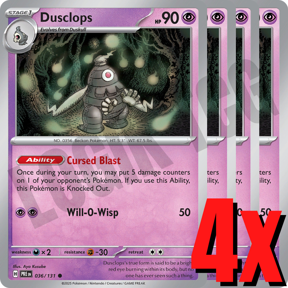 4x Dusclops 036/131 x4 - Prismatic Evolutions - Pokemon TCG - Playset