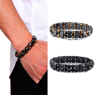 Natürliche Tigerauge Stein Hämatit Armband Perlen Kette Armreif Healing Perlen