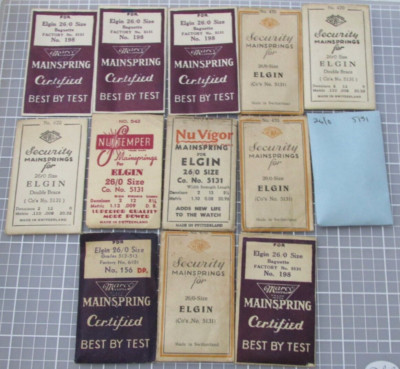 13ct LOT OF 26/0s WATCH MAINSPRINGS WATCH PARTS FOR REPAIR P&R w46