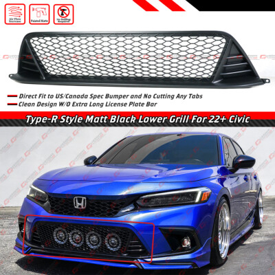 #ad FOR 2022 2024 HONDA CIVIC TYPE R FL5 STYLE MATT BLACK FRONT LOWER GRILLE GRILL $69.99