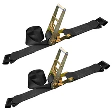 2 Pack 4" x 30' Ratchet Strap w/ Flat Hook Flatbed Truck Trailer Farm Tie Down