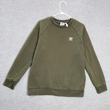 Adidas Women Sweater Medium Green Adicolor Logo Trefoil Embroidered Crew Neck