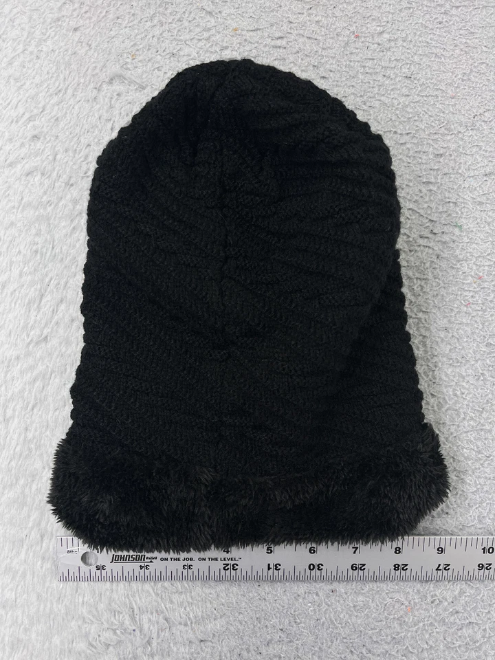 Vbiger Beanie Toque Mujer Talla Única Tejido Negro Piel Borde Acrílico Vellón Forrado Esquí Foto 3 de 4