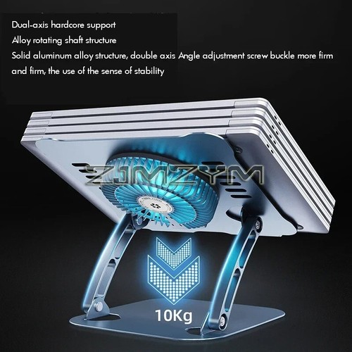 Aluminum Laptop Stand with Cooling Fan Ergonomic Notebook Foldable - 第 6/8 張圖片