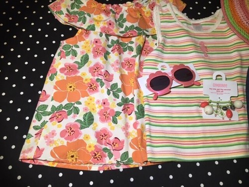 Vintage Gymboree Coral Reef tee top skort skirt mermaid 6 7 hair sunglasses hat - Picture 2 of 5