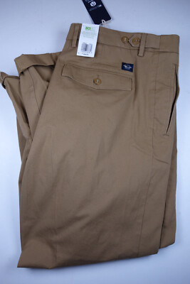 DOCKERS Smart 360 Flex Tapered Fit Dark Beige Pleated Chino Pants