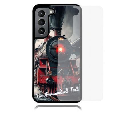 Personalised Text For Samsung Galaxy Glass Case Series - Steam Train Locomotive