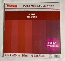 Craftsmart Textured Cardstock Paper Pad 12"x12" Reds Scrapbooking 48 Sheets
