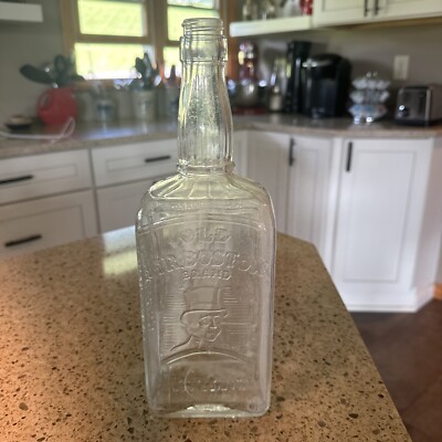 SALE-OLD MR BOSTON BRAND-BEN BURK DIST-56Clear Liquor Bot-FULL QUART(empty)#B15