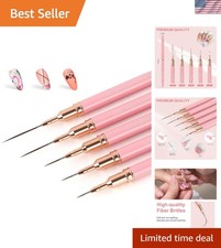 5PCS Pink Metallic Nail Art Pens - Precision Liner Brushes for Intricate Designs