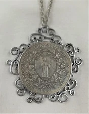 Striking LRG Tendrils St Nicholas of Flue Swiss Marksman Festival Medal Necklace