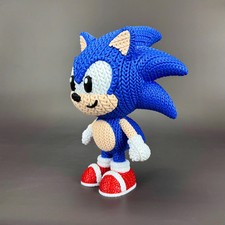 Sonic Inspired 3D Printed Figure–Crochet Texture–Video Game Fan Art– 6" or 8"