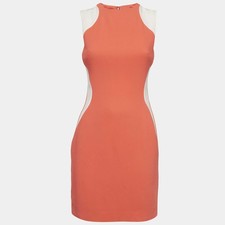 Stella McCartney OrangeWhite Crepe Paneled Sheath Dress S