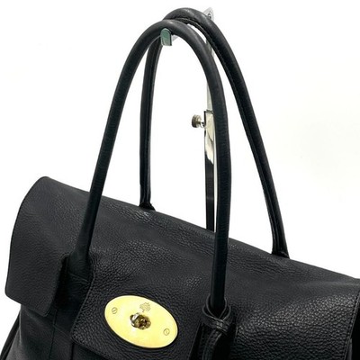 Mulberry Bayswater Black Leather Handbag Tote Shoulder Turn Lock