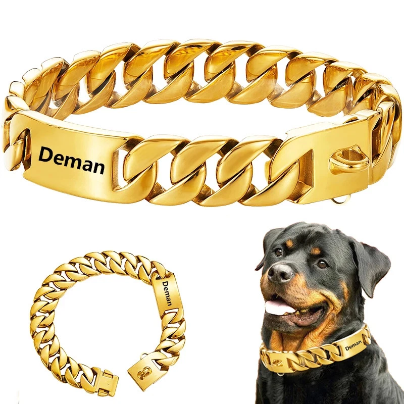Engrave Dog Name Metal Chain Collar Stainless Steel 32mm Training Pet Necklace
Opens in a new window