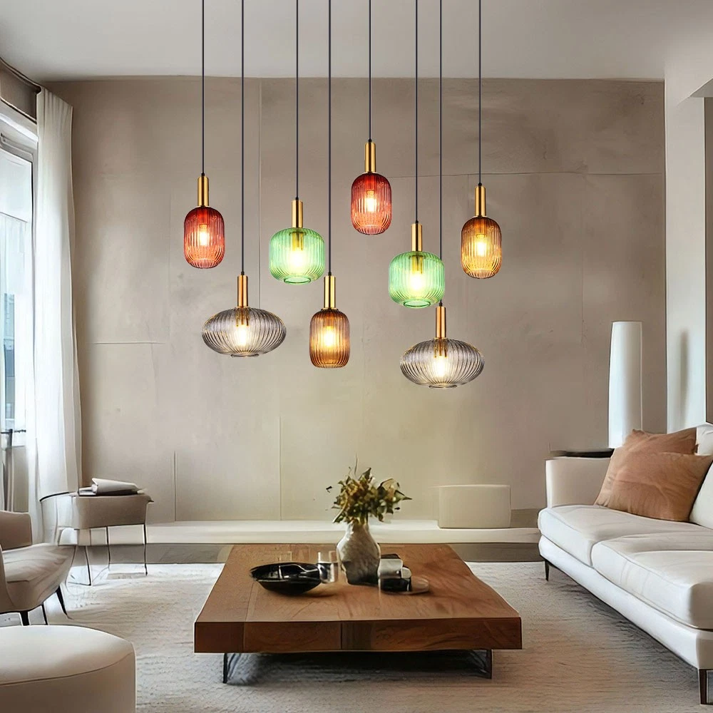 Velleman LAMPH01GR – Lampadario A Sospensione In Corda Di Vetro, Colore Verde, Design Moderno - 2