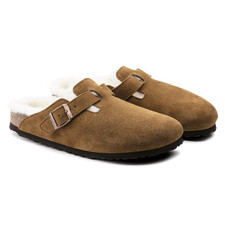 Birkenstock Boston Shearling Suede Leather Mink Clogs Women Shoes All-Size