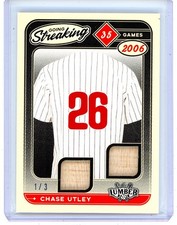 2025 LEAF LUMBER BASEBALL GOING STREAKING DUAL RELICS #1/3 Phillies Chase Utley