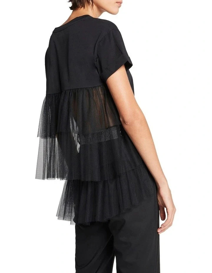 SASS & BIDE "Slow Motion" Tee With Tulle Layers Size XXSmall (Aus 6-8) - $220