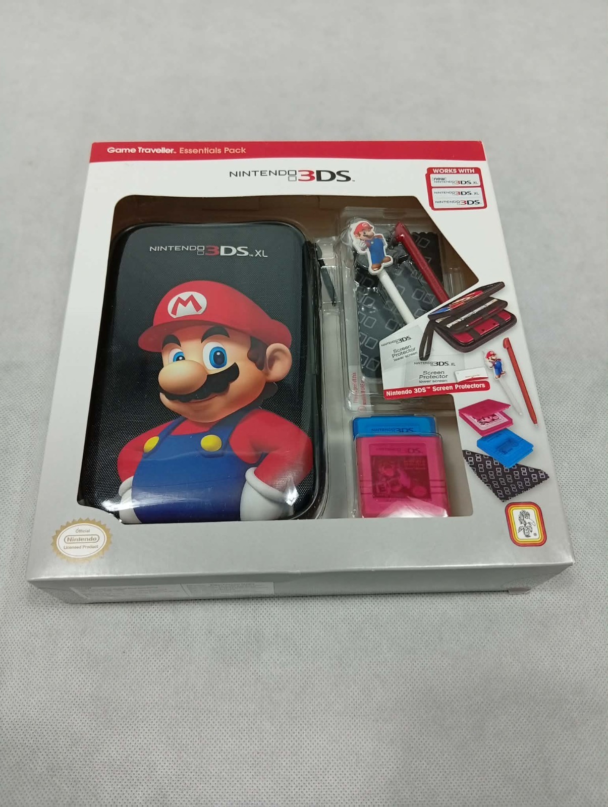 Stylet boitier et pochette Mario noir pour éviter les rayures sur Nintendo 3DS XL