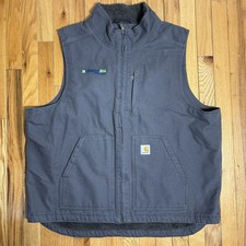 Carhartt XL Sherpa lined duck canvas work vest black/dark grey loose fit