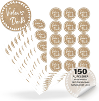 Danke Aufkleber Rund “Vielen Dank” (150 StüCk) - DankeschöN Sticker FüR Hochzeit