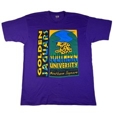 Vtg Southern University Golden Jaguars T Shirt XL Purple 90s USA Made Rare