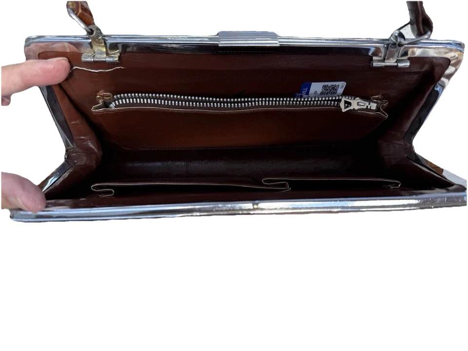 12 «VTG подлинный Caiman крокодила кожаная Дамская сумка сумочка карман книга застежки см. - Изображение 2 из 4