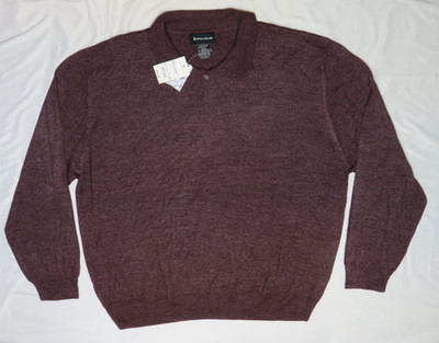 CONTE DI MILANO MENS 2XL RED HEATHER 1 BUTTON POLO SWEATER VINTAGE MERINO NEW