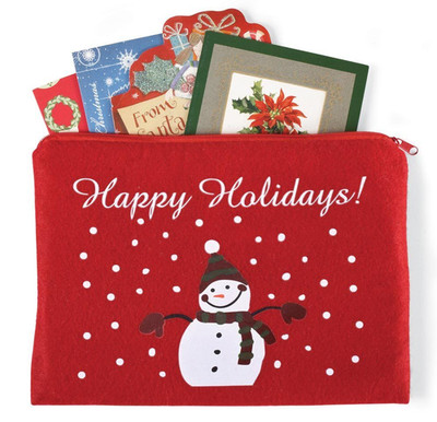 Christmas Stocking Stuffers Mom, Grandma, Large Red Snowman Keepsake Card Holder
