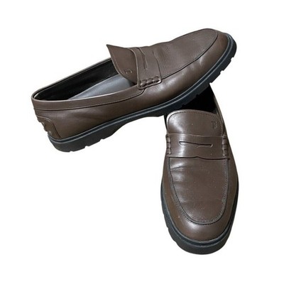 Tod's Loafers Mens US 11/UK 10.5/EU 44 Brown Thick Sole Leather Penny Shoes $775