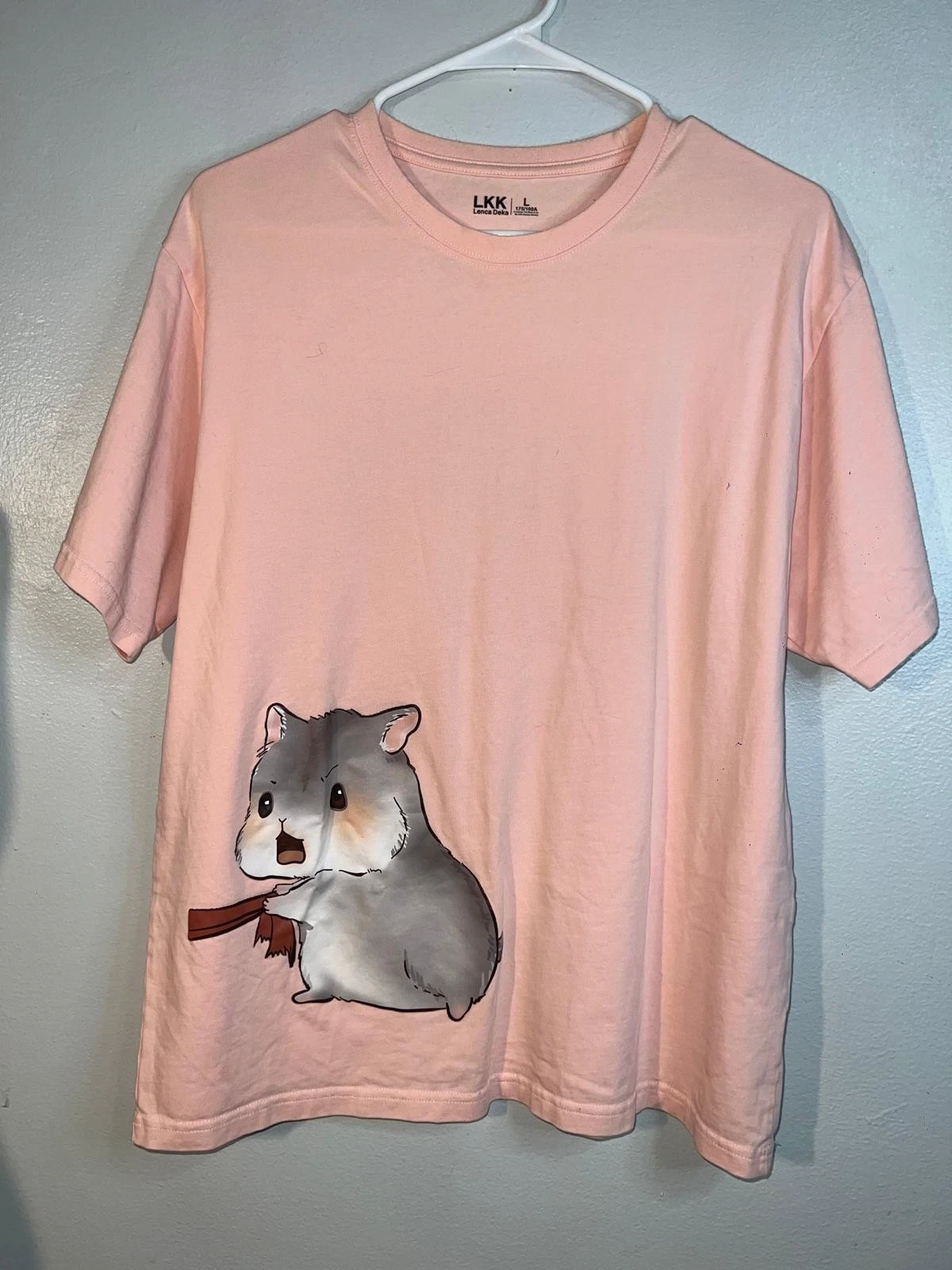 Hamster T-Shirt LKK Size L, Unique Kawaii Graphic, Casual Clothing