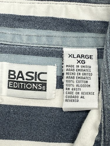 VTG Blue 90s Vertical Stripe Thick Button Shirt Mens XL Grunge Distressed Faded - Picture 16 of 21