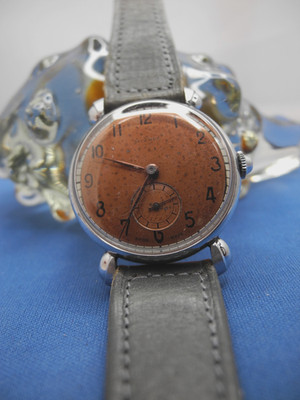 VINTAGE Nivrel COPPER COLOR DIAL Watch 33 mm , 15 jewels,SUB SECOND HAND,NICE