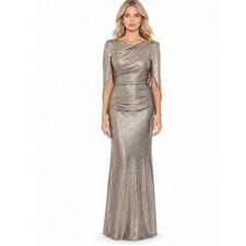 Betsy  Adam - Metallic Cape-Sleeve Gown