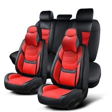 Car Seat Covers Full Set, Breathable Leather Automotive Front and Rear Seat C...