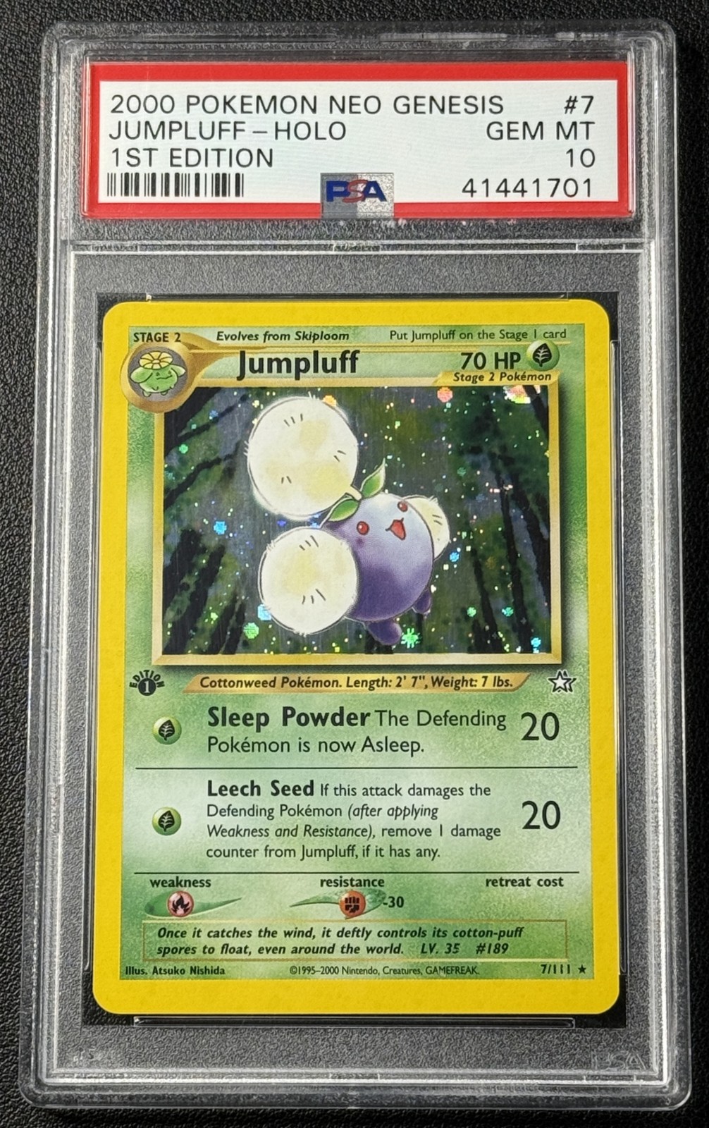 JUMPLUFF HOLO 1ST EDITION PSA 10 2000 POKEMON NEO GENESIS #7/111 ENGLISH GEM