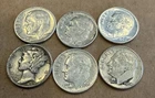 Lot of 5 Silver Roosevelt Dimes And 1 Mercury 6 total