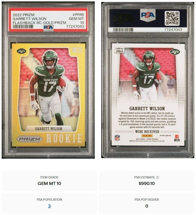 PSA 10 Garrett Wilson 2022 Prizm Flashback Rookie Prizms GOLD RC /10 Jets SSP