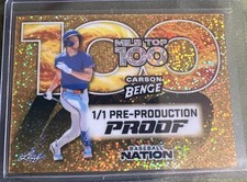 2025 Leaf Pre-Production Proof Milb Top 100 Carson Benge Gold Crystals /1