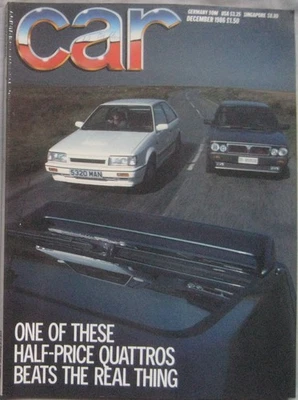 CAR 12/1986 featuring Lancia Delta HF, Audi Quattro, Mazda, AC Ace, AMG, Honda - Image 1 of 4