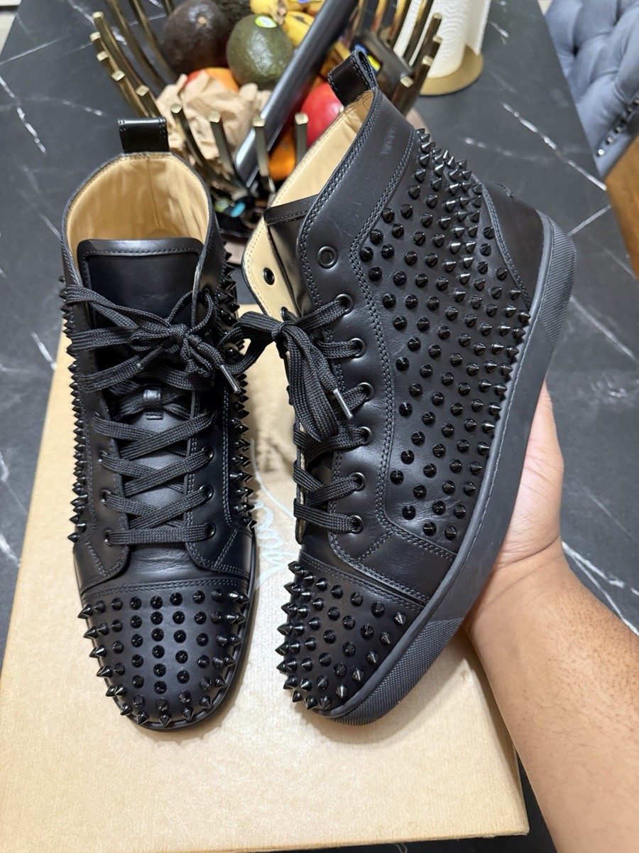 Christian Louboutin ルブタン Louis Spikes Christian Louboutin Louis Spikes Black Leather High Top Sneakers