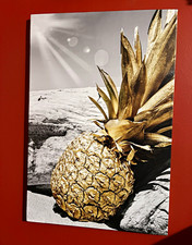 Gold Pineapple Wall Art Print Poster - Vertic...