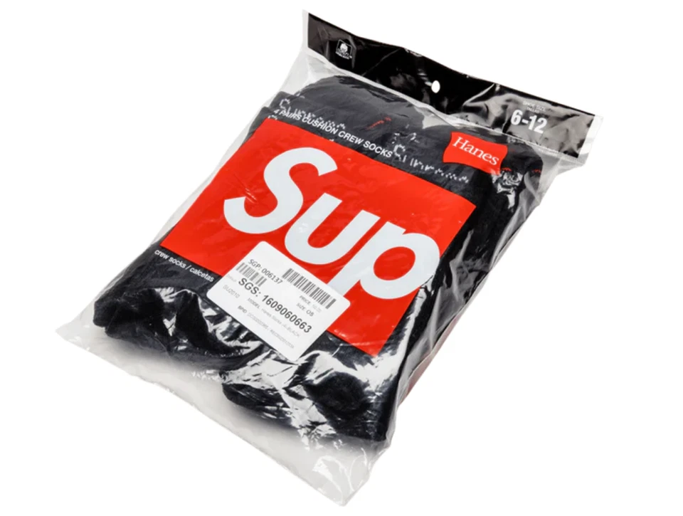Calcetines Supreme Hanes Crew - Pack de 4 negros, talla 6-12 Foto 2 de 4