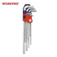 WORKPRO Long Hex Key Wrench Set 9pcs 1.5-10mm Metric Allen Tool Holder