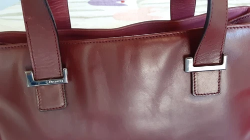 CESARE PACIOTTI Burgundy Genuine Leather Satchel Made In Italy - Picture 6 of 6